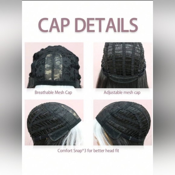 SOLD SHEIN LONG Synthetic Fiber Wig With Straight Black And White Hair - Picture 4 of 9